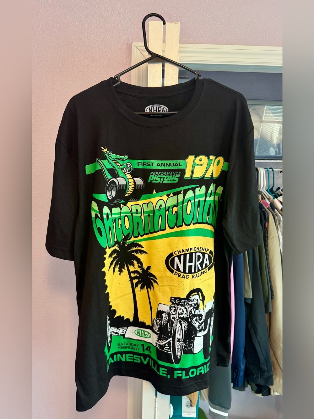 NHRA Drag Racing First Annual Gatornationals. Men’s Large Black Tshirt. NWOT